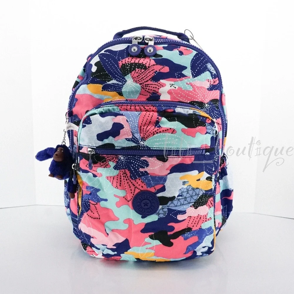 NWT Kipling BP4361 Seoul Go Backpack Laptop Travel Bag Nylon Dazzling Lily Multi - Picture 1 of 12